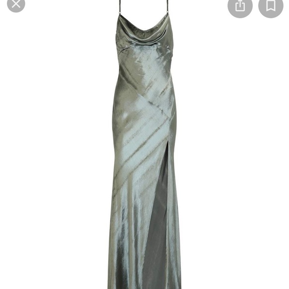 green emerald velvet dress Miss Circle Women Zenaida Emerald Green Cutout High Slit Velvet Gown main image 1